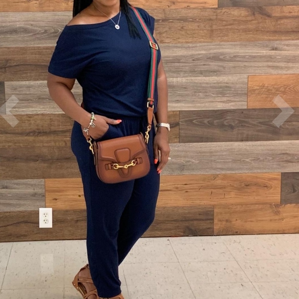 🆕 Navy ~ Off Shoulder Jumpsuit - Picture 7 of 7